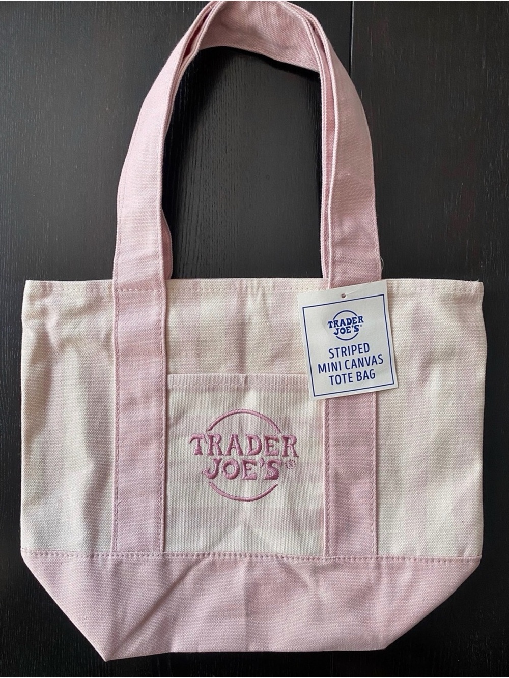 Trader Joe's Pink Striped mini Canvas Tote Bag